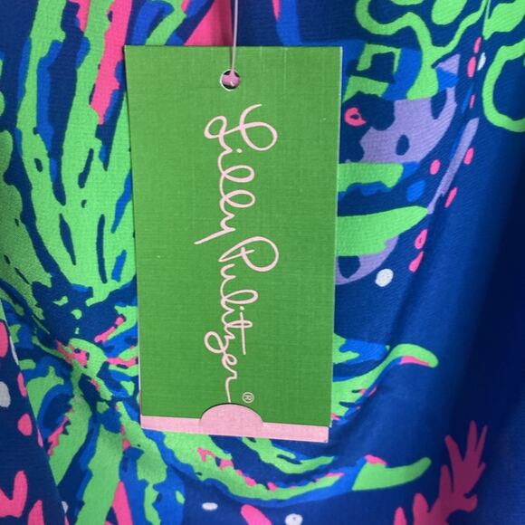 NWT LILLY PULITZER SANILLA SILK TOP, INDIGO BLUE, ALL A GLOW Women's XS - Picture 4 of 7